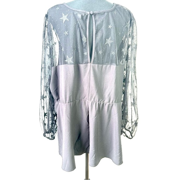 TORRID | Black Long Sleeve MIDI Dress, Star Sheer Sleeve | Size 4 - Picture 4 of 13